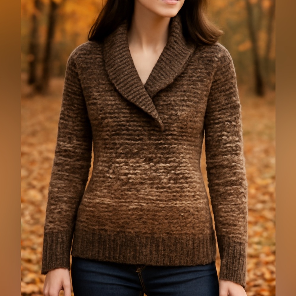 Wilfred Chunky sweater, v neck, Heather camel birch, alpaca mix, XXS, NWOT